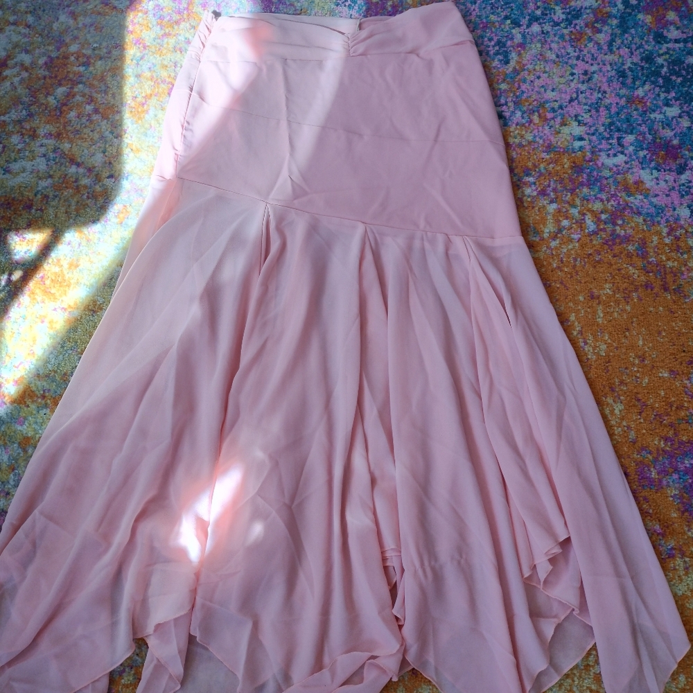 Commense Pink Sharkbite Hem Maxi Skirt Large